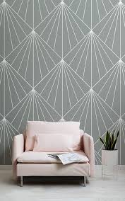 Grey Geometric Art Deco Print Wallpaper