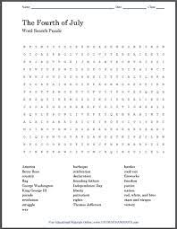 4th of july word search. Fourth Of July Word Search Puzzle Free Printable Student Handouts