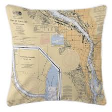 Portland Oregon Nautical Chart Pillow