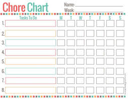 Customize Kids Chore List Chart Printable Chore Chart