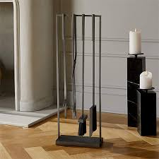 Raw Steel Standing Fireplace Tool Set