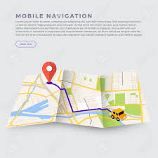 Illustrations Design Concept Location Maps With Road Follow Route