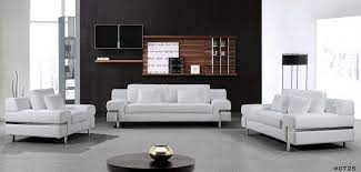 Clef Modern White Leather Sofa Set