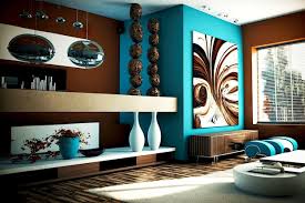 interior blue with brown walls