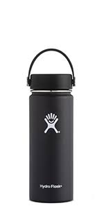Hydro Flask Water Bottle Stainless Steel Vacuum Insulated Wide Mouth With Leak Proof Flex Cap 18 Oz Black