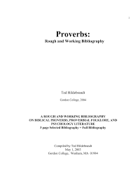 a proverbs bibliography gordon college faculty 