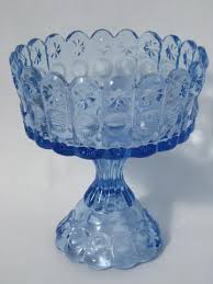Blue Glass Vintage Pedestal Bowl Candy