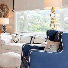 navy sofa with white piping design ideas