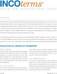 Incoterms Rules For All Modes Of Transport By Laura B