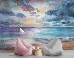 Buy Seascape Wallpaper Watercolor Wall