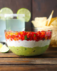 triple layer guacamole salsa party dip