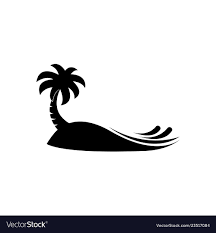 Coconut Tree Beach Logo Design Template Black