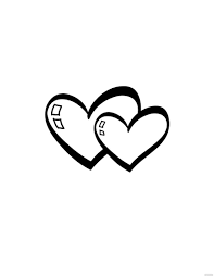 free double love heart drawing