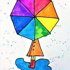 color wheel umbrella art lesson for