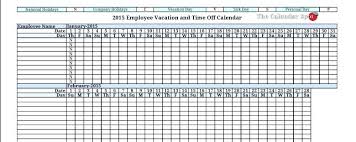 Employee Holiday Calendar Excel Template 2017 Vacation Schedule