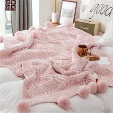 Cotton Pompom Knitted Pompom Blanket