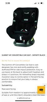 1st Summit Ap Convertible Car Seat