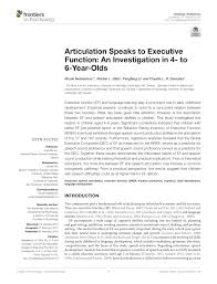 Pdf Articulation Speaks To Executive Function An