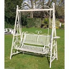 White Wrought Iron Garden Swing