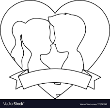 cute couple in love silhouette kissing