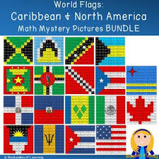 Caribbean North America World Flags Hundred Chart Mystery Pictures Bundle