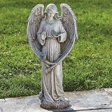 Outdoor Garden Statue Angel With Two Birds