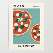 Pizza Art Print Vintage Poster Italy