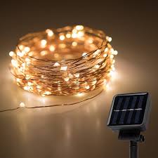 Solar Powered Led Fairy Lights W Copper Wire 32ft Warm White