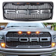 Highflyers For 2009 2014 Ford F150 Front Grill Raptor Style Conversion With F R Letter And Led Light Gray