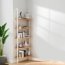 Qxdragon 5 Shelf Wood Bookcase Wall