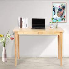 Looking for a simple and inexpensive material for the desk top? Acouto Simple Modern Wood Desk Study Writing Desk With Two Drawers For Home Office Desk With Drawers Writing Desk Walmart Com Walmart Com