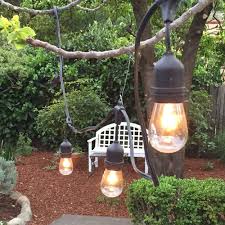 vintage patio string lights with black