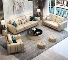 Elegant Beige 1 2 3 Sofa Set With Footrest