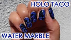 holo taco water marble diy nail art