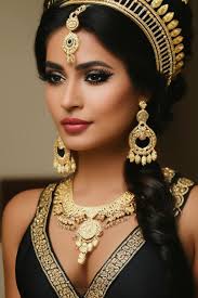 gold makeup and diamond jewelry
