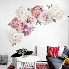 Fresh Peony Flower Wall Sticker Bedroom