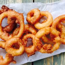 beer battered onion rings dinner with