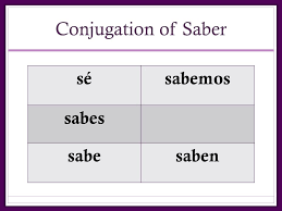 73 Explanatory Saber Conjugation Chart