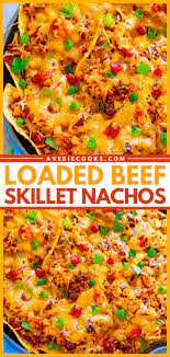 Skillet Loaded Nachos Easy Ground Beef Nachos Averie Cooks gambar png