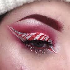 christmas eye makeup candy cane