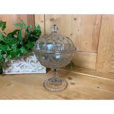 Vintage Clear Pressed Glass Pedestal