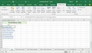 excel table of contents with hyperlinks