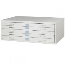 5 drawer facil steel flat file cabinet