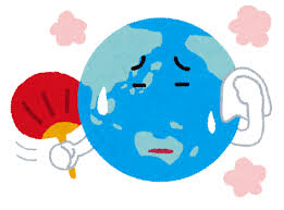 地球温暖化のイラスト「汗をかく地球のキャラクター」 | かわいいフリー素材集 いらすとや