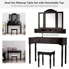 gymax vanity set makeup table with 7