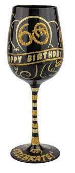 60th Birthday Hand Painted Wine Glass