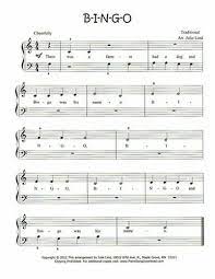Traditional, classical, and original sheet music titles. Bingo Free Easy Piano Sheet Music With Words