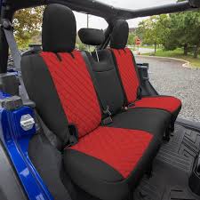 Fh Group Neoprene Waterproof 47 In X 1 In X 23 In Custom Fit Seat Covers For 2018 2021 Jeep Wrangler Jl 4dr Full Set Red