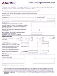 See if you're eligible to join. Natwest Standing Order Form Fill Online Printable Fillable Blank Pdffiller