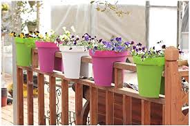 round balcony railing deck flower pot